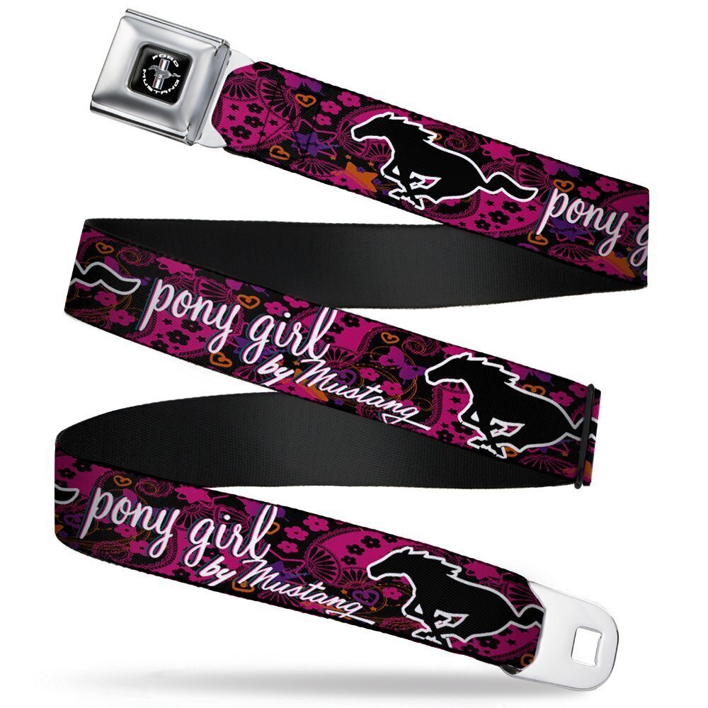 5779 Ford Belt, Seatbelt Buckle Belt, Mustang Pony Girl Floral Collage
